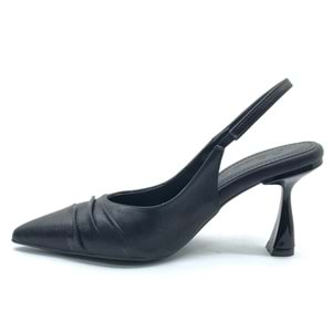 Feles Kırışık Detaylı Arkası Açık Stiletto Kadın Topuklu Ayakkabı