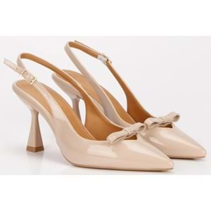 Feles Fiyonk Detaylı Arkası Açık Stiletto Kadın Topuklu Ayakkabı