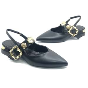 Feles Taş Toka Detaylı Arkası Açık Kadın Babet Ayakkabı