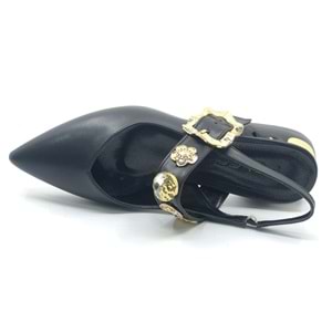 Feles Taş Toka Detaylı Arkası Açık Kadın Babet Ayakkabı