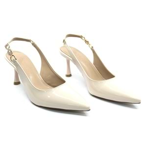 Feles Yan Toka Detaylı Arkası Açık Stiletto Kadın Topuklu Ayakkabı