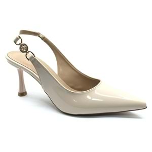 Feles Yan Toka Detaylı Arkası Açık Stiletto Kadın Topuklu Ayakkabı