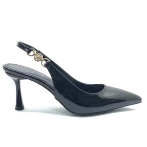 Feles Yan Toka Detaylı Arkası Açık Stiletto Kadın Topuklu Ayakkabı