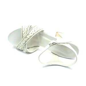 Feles Çapraz Taş Detaylı 13 cm Yüksek Platform Topuklu Taşlı Kadın Abiye Ayakkabı