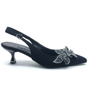 Feles Çiçek Taş Toka Detaylı Arkası Açık Stiletto Kadın Topuklu Ayakkabı