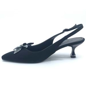 Feles Çiçek Taş Toka Detaylı Arkası Açık Stiletto Kadın Topuklu Ayakkabı