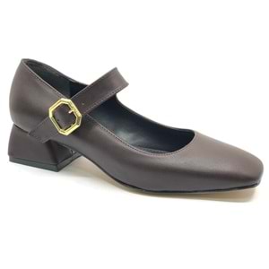 Feles Pars Jane Küt Burunlu Kadın Kısa Topuklu Kadın Babet Ayakkabı