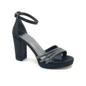 Feles Çapraz Üç Şerit Taşlı 10 cm Platform Topuklu Kadın Abiye Ayakkabı