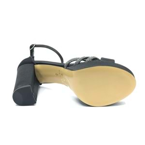 Feles Çapraz Üç Şerit Taşlı 10 cm Platform Topuklu Kadın Abiye Ayakkabı