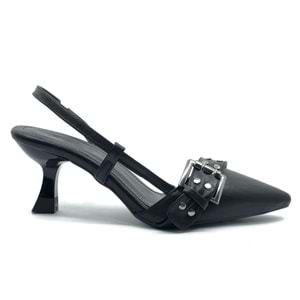 Feles Zımba Toka Detaylı Arkası Açık Stiletto Kadın Topuklu Ayakkabı