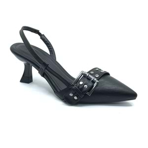 Feles Zımba Toka Detaylı Arkası Açık Stiletto Kadın Topuklu Ayakkabı