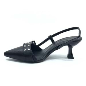 Feles Zımba Toka Detaylı Arkası Açık Stiletto Kadın Topuklu Ayakkabı