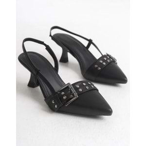 Feles Zımba Toka Detaylı Arkası Açık Stiletto Kadın Topuklu Ayakkabı