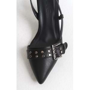 Feles Zımba Toka Detaylı Arkası Açık Stiletto Kadın Topuklu Ayakkabı