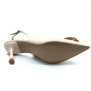 Feles Taşlı Toka Detaylı Arkası Açık Stiletto Kadın Topuklu Ayakkabı