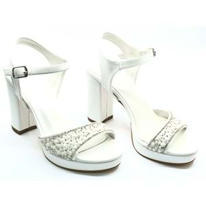 Feles Taşlı Platform Tek Bant Topuklu Kadın Abiye Ayakkabı