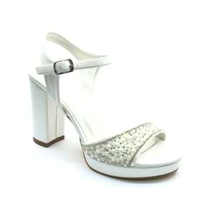 Feles Taşlı Platform Tek Bant Topuklu Kadın Abiye Ayakkabı