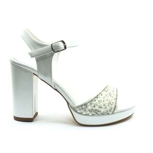 Feles Taşlı Platform Tek Bant Topuklu Kadın Abiye Ayakkabı