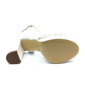 Feles Taşlı Platform Tek Bant Topuklu Kadın Abiye Ayakkabı