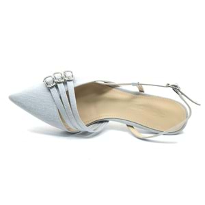 Feles Şeker Topuklu Üç Toka Detaylı Arkası Açık Stiletto Kadın Kısa Topuklu Ayakkabı