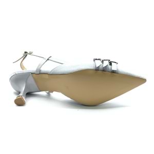 Feles Şeker Topuklu Üç Toka Detaylı Arkası Açık Stiletto Kadın Kısa Topuklu Ayakkabı