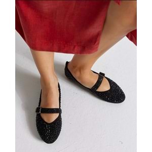 Feles Taş Detaylı Kadın Babet Ayakkabı