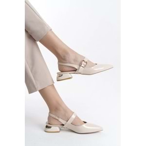 Feles Kemer Detaylı Arkası Açık Kadın Babet Ayakkabı