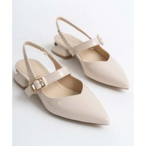 Feles Kemer Detaylı Arkası Açık Kadın Babet Ayakkabı