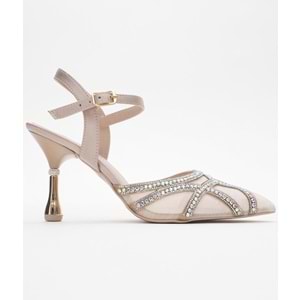 Feles Dantel Taşlı Topuklu Kadın Abiye Ayakkabı