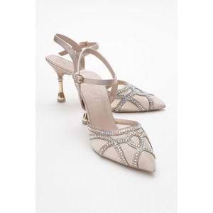 Feles Dantel Taşlı Topuklu Kadın Abiye Ayakkabı