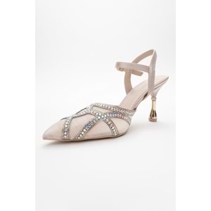 Feles Dantel Taşlı Topuklu Kadın Abiye Ayakkabı