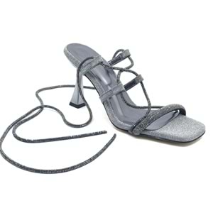 Feles Bilekten Bağlamalı Taş Detaylı Topuklu Kadın Abiye Ayakkabı