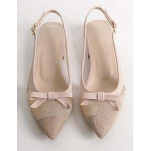 Feles Fiyonk Dantel Detaylı Arkası Açık Kadın Babet Ayakkabı