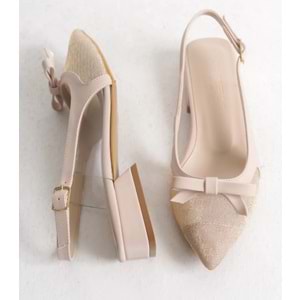 Feles Fiyonk Dantel Detaylı Arkası Açık Kadın Babet Ayakkabı