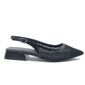 Feles Dantel Detaylı Kısa Topuklu Arkası Açık Kadın Babet Ayakkabı