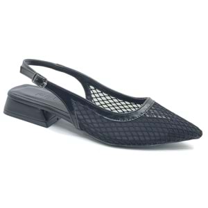 Feles Dantel Detaylı Kısa Topuklu Arkası Açık Kadın Babet Ayakkabı