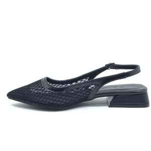 Feles Dantel Detaylı Kısa Topuklu Arkası Açık Kadın Babet Ayakkabı