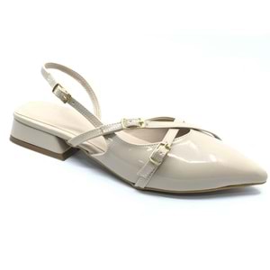 Feles Toka Detaylı Kısa Topuklu Arkası Açık Kadın Babet Ayakkabı