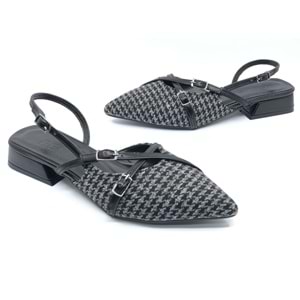 Feles Toka Detaylı Kısa Topuklu Arkası Açık Kadın Babet Ayakkabı