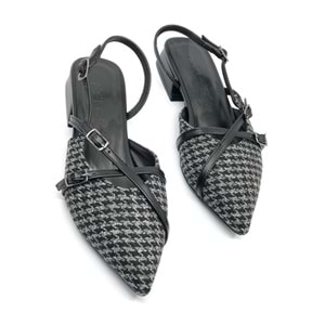 Feles Toka Detaylı Kısa Topuklu Arkası Açık Kadın Babet Ayakkabı