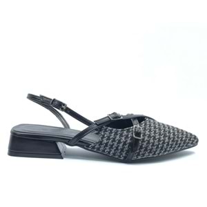 Feles Toka Detaylı Kısa Topuklu Arkası Açık Kadın Babet Ayakkabı