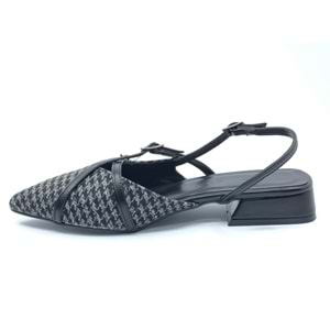 Feles Toka Detaylı Kısa Topuklu Arkası Açık Kadın Babet Ayakkabı