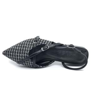 Feles Toka Detaylı Kısa Topuklu Arkası Açık Kadın Babet Ayakkabı