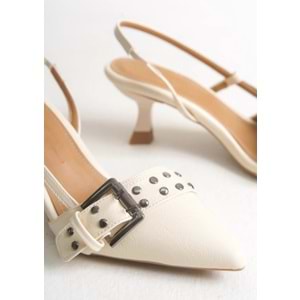 Feles Zımba Toka Detaylı Arkası Açık Stiletto Kadın Topuklu Ayakkabı