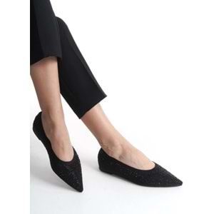 Feles Sivri Burun Taş Detaylı Kadın Babet Ayakkabı