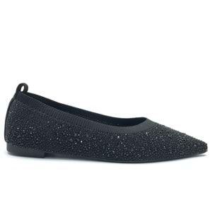 Feles Sivri Burun Taş Detaylı Kadın Babet Ayakkabı