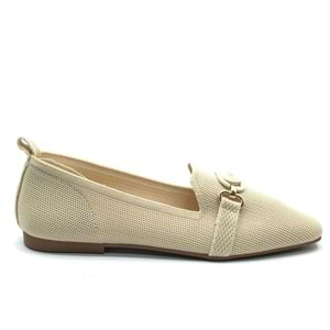 Feles Küt Burun Kalp Toka Detaylı Kadın Babet Ayakkabı