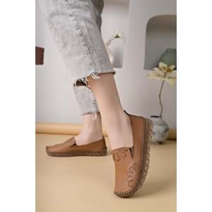 Ayakdaş Saraç Detaylı Hakiki Deri Kadın Babet Ayakkabı