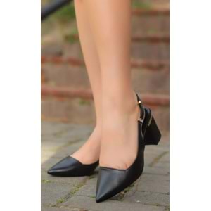 Mehtap Toka Detaylı Topuklu Arkası Açık Klasik Kadın Topuklu Ayakkabı