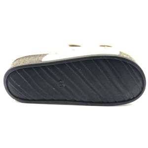 Feles Çift Toka Mantar Taban Taş Detaylı Kadın Terlik